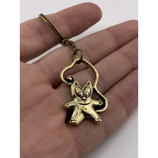 Llavero de bronce «Gato con cola»