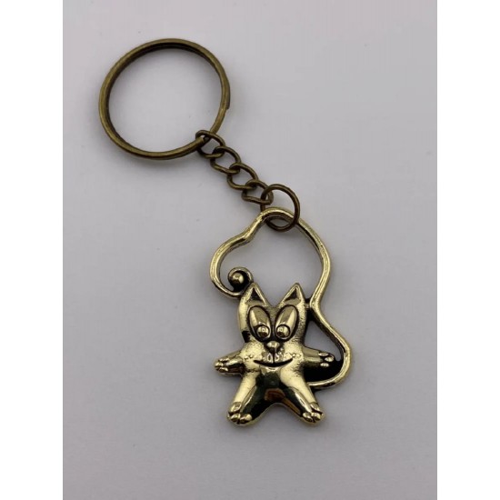 Llavero de bronce «Gato con cola»