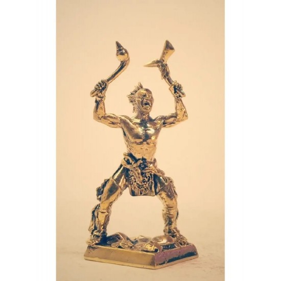 Miniature en bronze « Guerrier iroquois a la massue de guerre et au tomahawk »