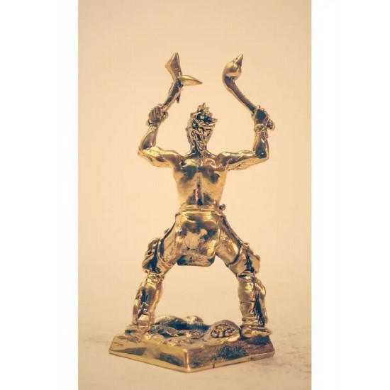 Miniature en bronze « Guerrier iroquois a la massue de guerre et au tomahawk »
