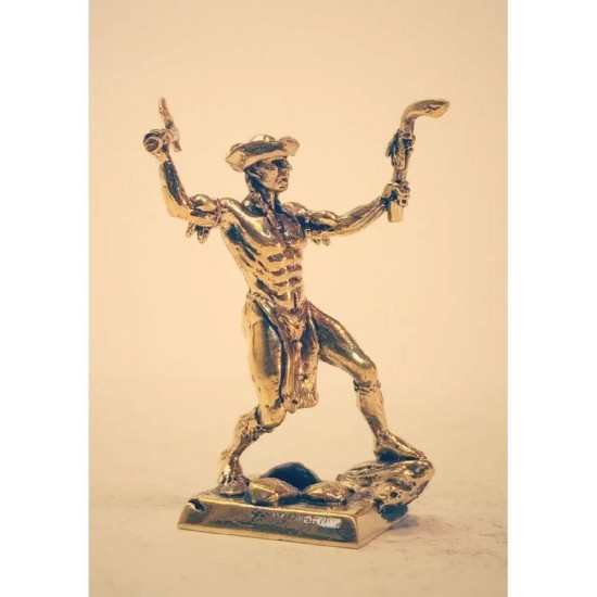 Miniature en bronze « Guerrier iroquois au tricorne britannique »
