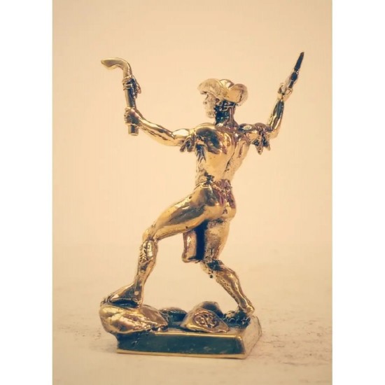 Miniature en bronze « Guerrier iroquois au tricorne britannique »