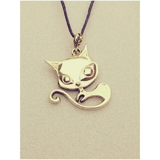 Pendentif en bronze « Chat glamour »