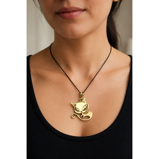 Pendentif en bronze « Chat glamour »