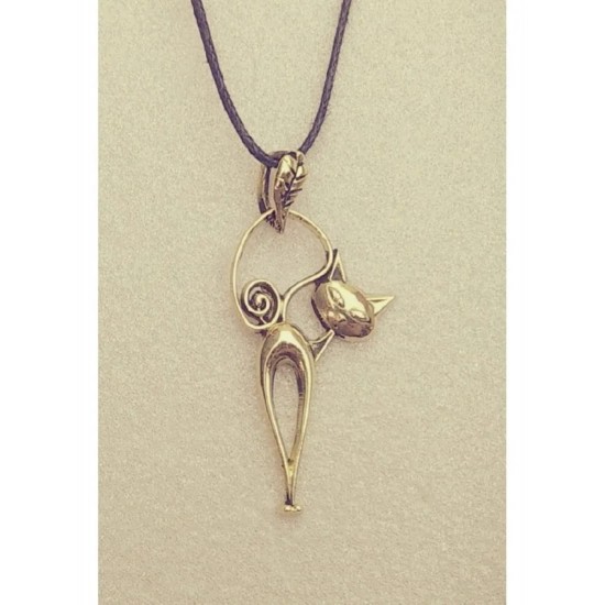 Tiny Cat Anya Bronze Pendant