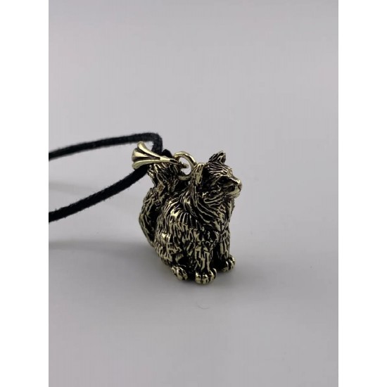 Watchful Cat Bronze Pendant