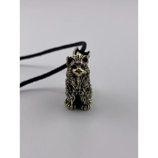 Watchful Cat Bronze Pendant
