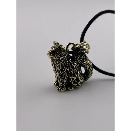 Watchful Cat Bronze Pendant