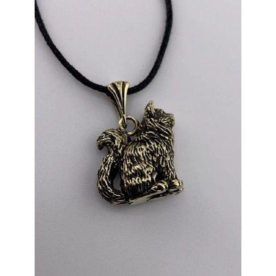 Watchful Cat Bronze Pendant