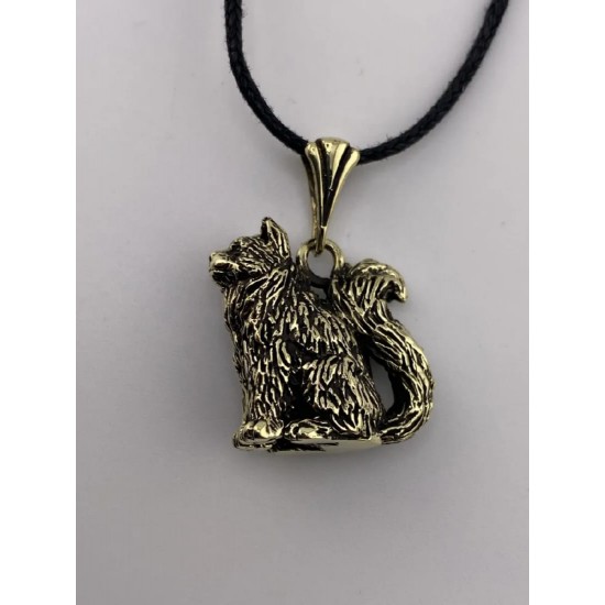 Watchful Cat Bronze Pendant