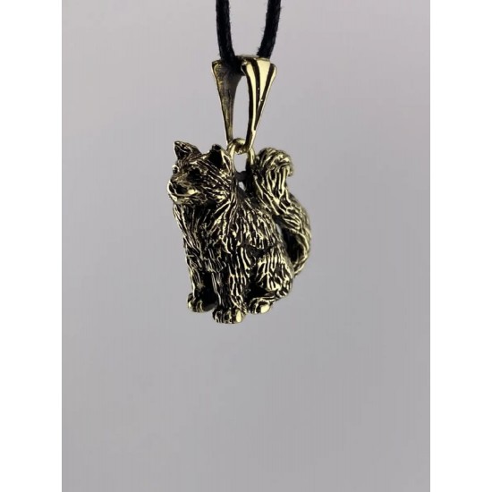 Watchful Cat Bronze Pendant