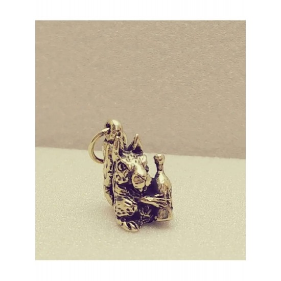 Squirrel with a Bubble Bronze Pendant