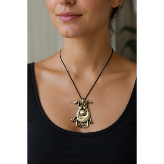 Smiling Dog Bronze Pendant
