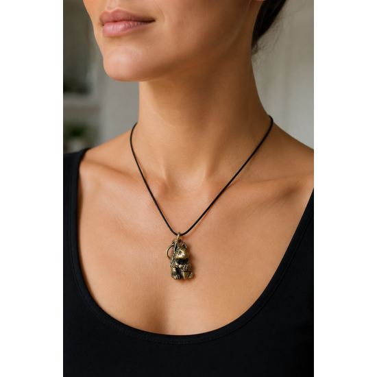 Squirrel with a Nut Bronze Pendant