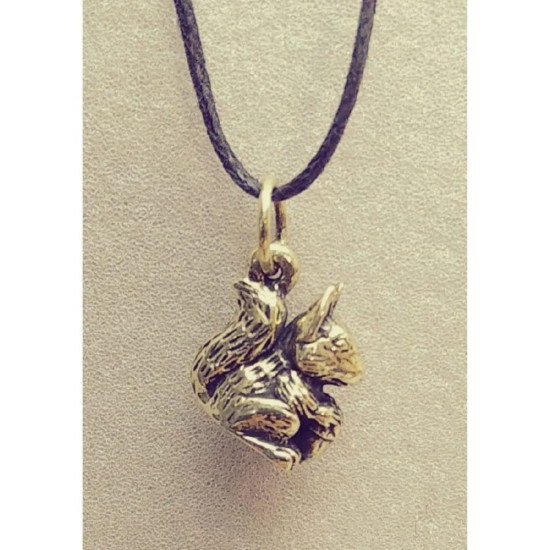 Squirrel with a Nut Bronze Pendant