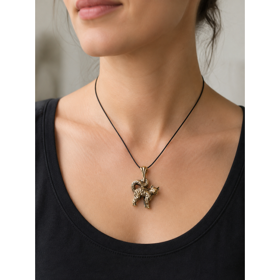 Puffed-Tail Cat Bronze Pendant