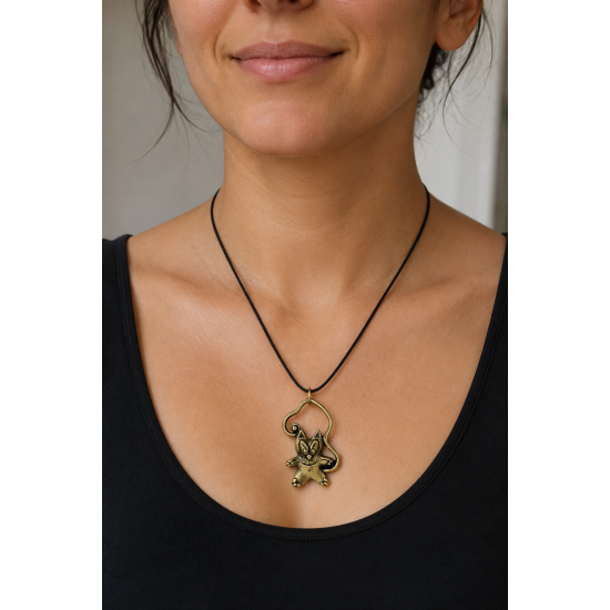 Cat with a Tail Bronze Pendant