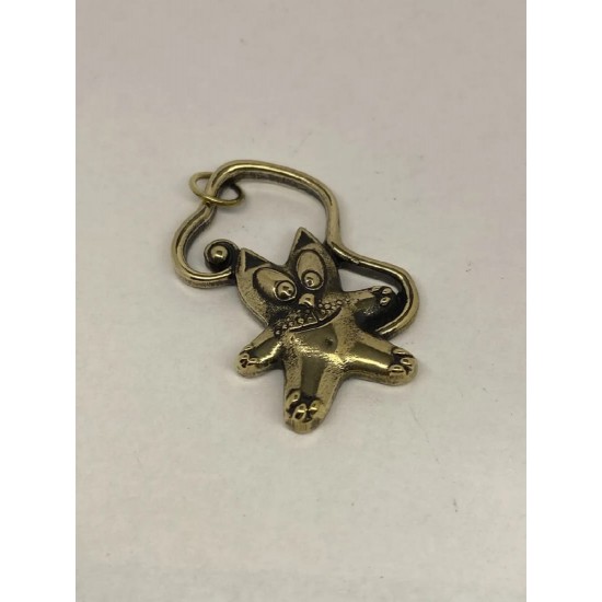 Cat with a Tail Bronze Pendant