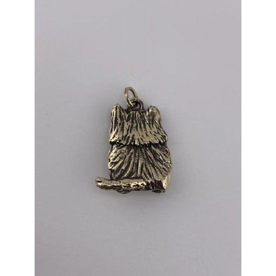 Cat with a Fish Bronze Pendant
