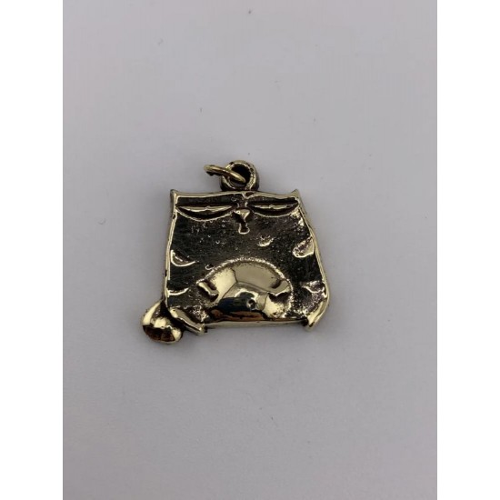 Round-Bellied Cat Bronze Pendant